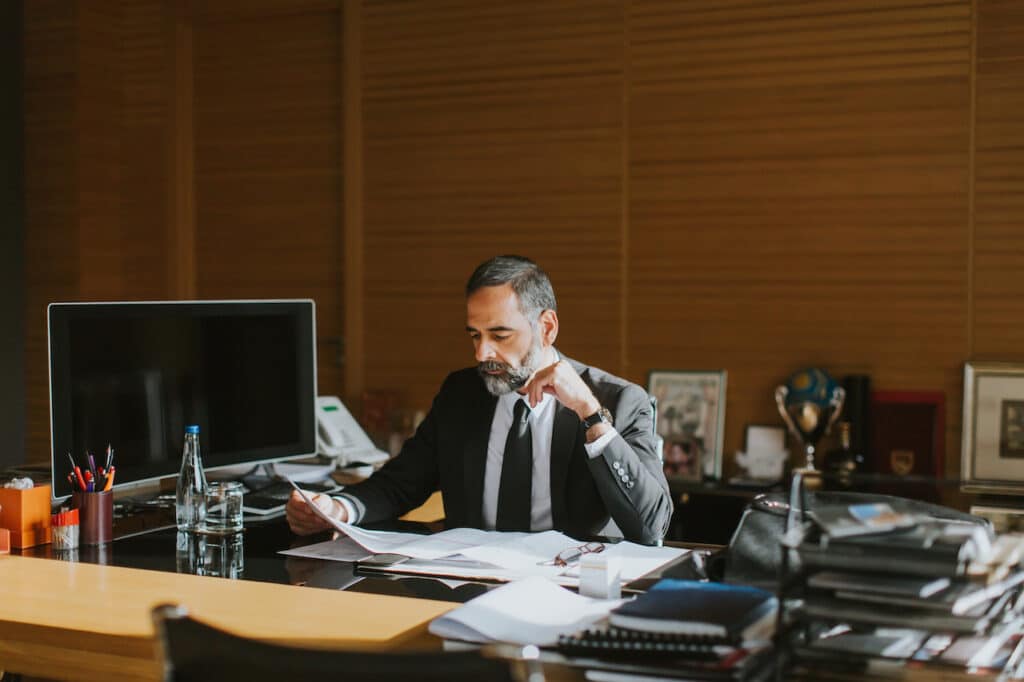 employee looking at plans for local government cybersecurity